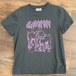 EUC Ganni Lambs Relaxed T-Shirt in Volcanic Ash sz XS